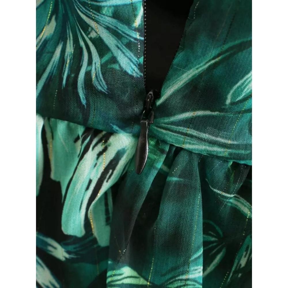 Tropical a line flare open back skater dress L - Picture 5 of 6